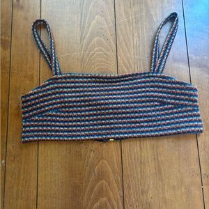 Topshop Sparkly Navy and Rust Striped Bralette